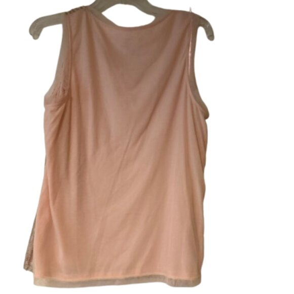 Chico's Peach Sequin Front Tank Top, Lined- Size 1 (Chico's Sizing) - Picture 3 of 7